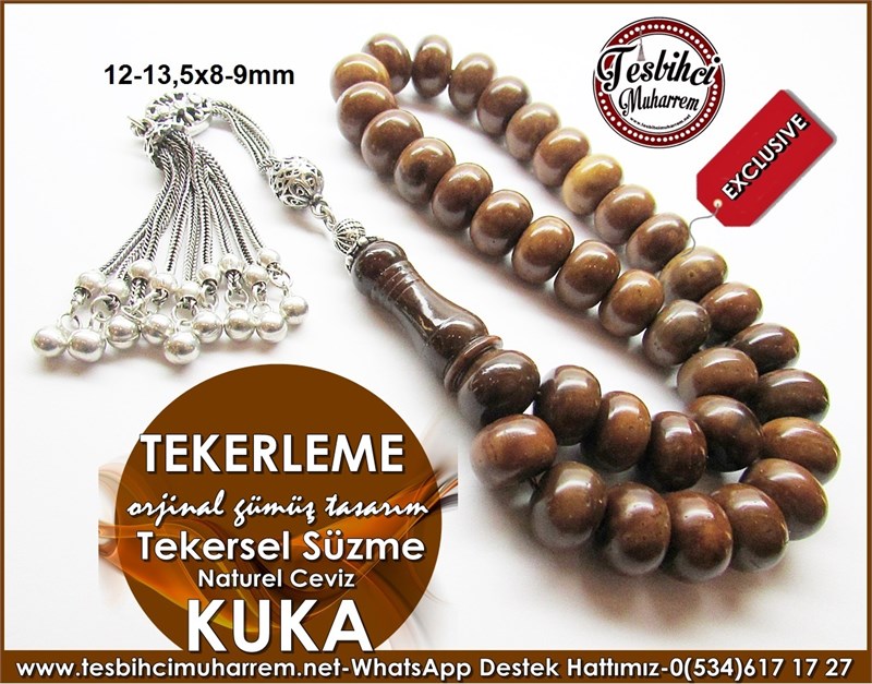 Orjinal Gümüs Tasarım Naturel Süzme Kuka Tesbih Tekerleme 
