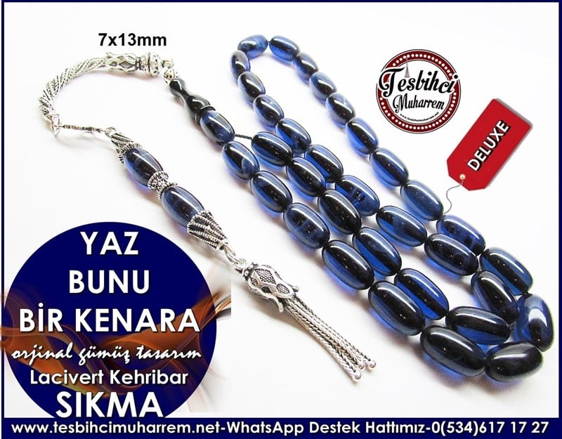 Orjinal Gümüş Tasarım Sıkma Kehribar Tesbih Yaz Bunu Bir Kenara