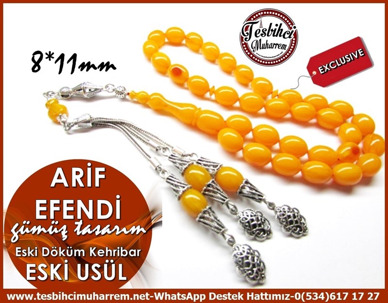 Orjinal Özel Gümüş Tasarım Eski Döküm Sıkma Kehribar Arif Efendi