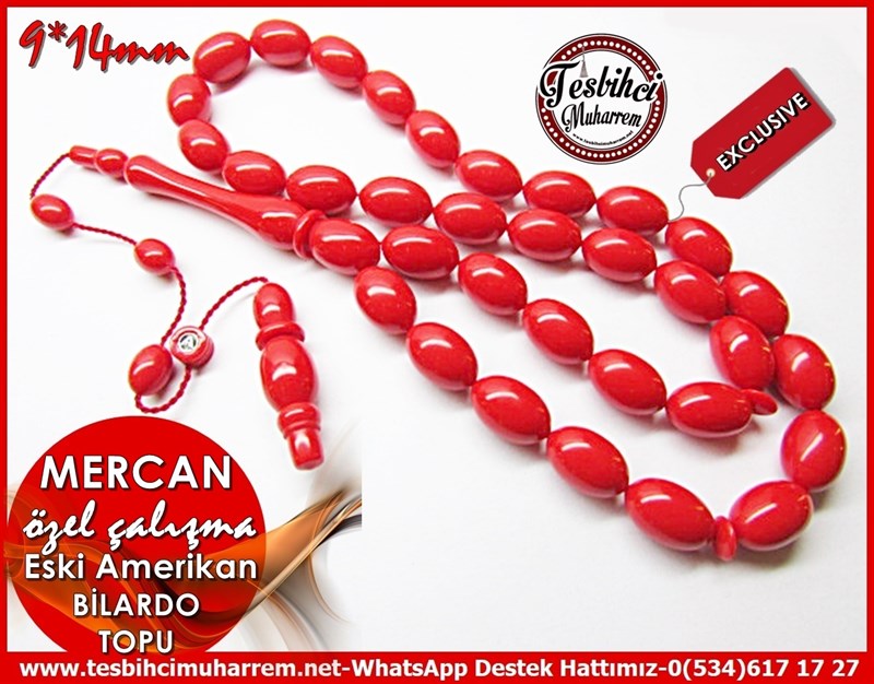 Özel Çalışma Amerikan Bilardo Topu Tesbih Mercan