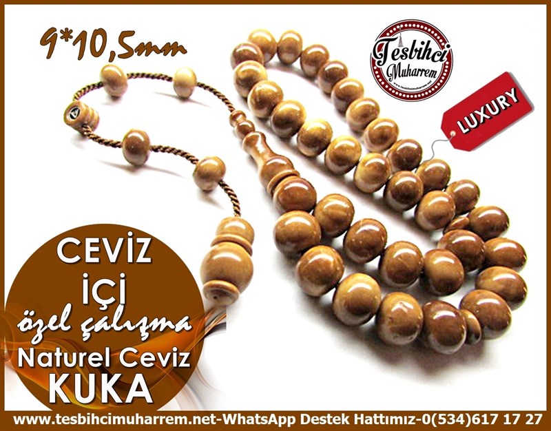 Özel Çalışma Basık Naturel Kuka Cevizi Tesbih Ceviz İçi 