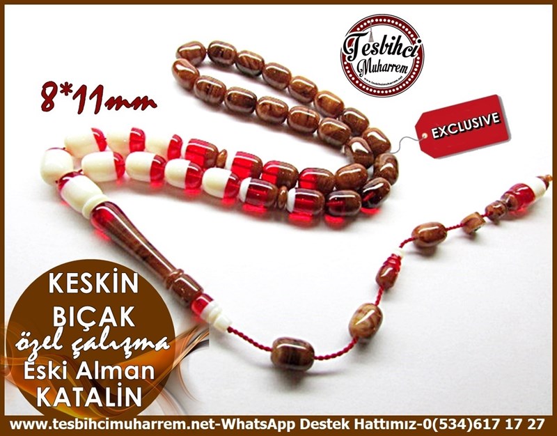 Özel Çalışma Bıçak Sapından Tricolor Eski Alman Katalin Tesbih Keskin Bıçak