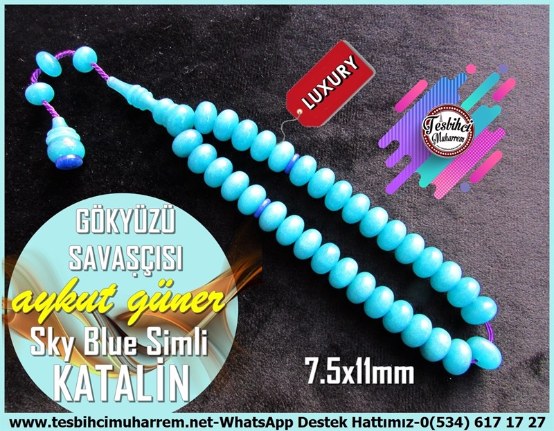 Katalin Ve Bağa TesbihlerTM12219Özel Çalışma Bileklik Sky Blue Teker Kesim Simli Kesim Katalin Tesbih Gökyüzü SavaşçılarıÖzel Çalışma Bileklik Sky Blue Teker Kesim Simli Kesim Katalin Tesbih Gökyüzü Savaşçıları