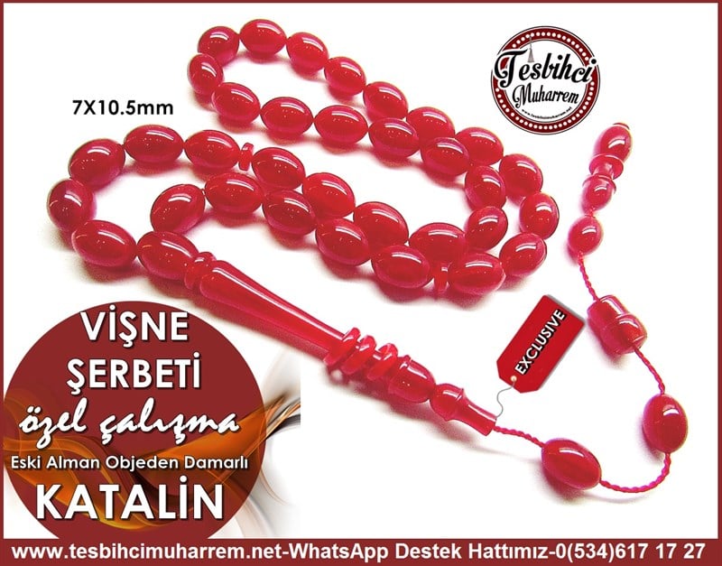 Özel Çalışma Cherry Objeden Eski Alman Katalin Tesbih Vişne Şerbeti