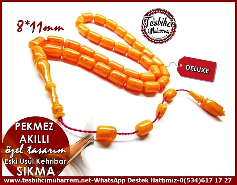 Özel Çalışma Damarlı Eski Usül Sıkma Kehribar Tesbih Pekmez Akıllı