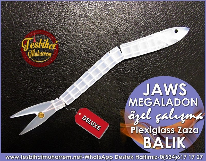 Özel Çalışma El İşçiliği Plexiglass Balık Tesbih Jaws Megaladon 