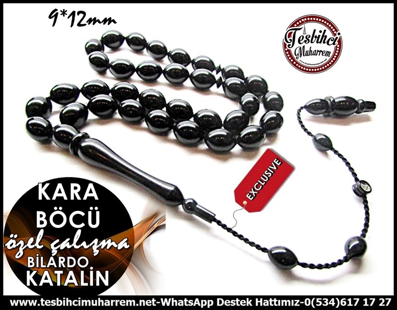 Özel Çalışma Eski Belçika Siyah Bilardo Topu Tesbih Kara Böcü