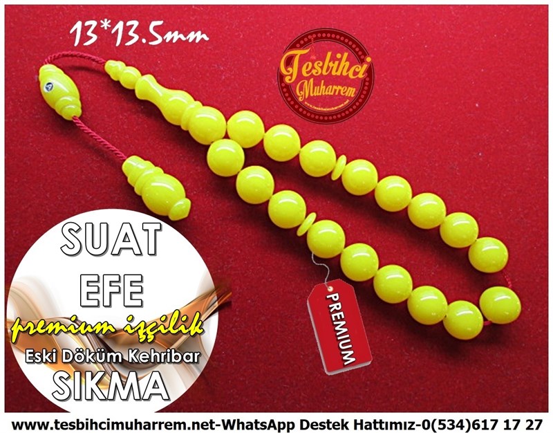 Özel Çalışma Eski Döküm 17 lik Misket Limon Maskot Sıkma Kehribar Tesbih Suat Efe