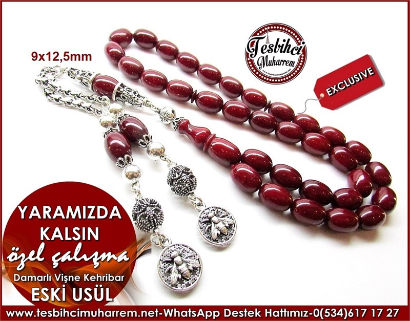 Özel Çalışma Eski Usül Sıkma Kehribar Tesbih Yaramızda Kalsın 