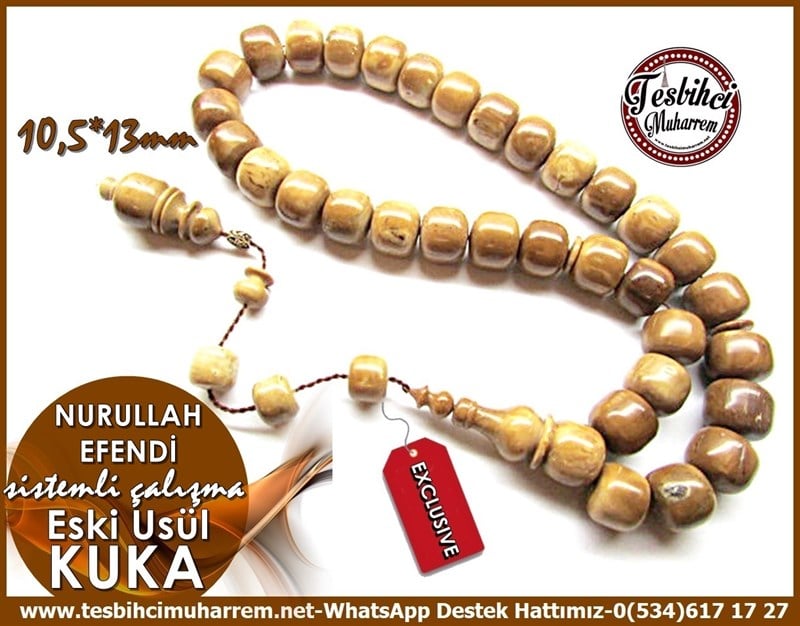 Özel Çalışma Eski Usül Teker Model Naturel Kuka Cevizi Tesbih Nurullah Efendi