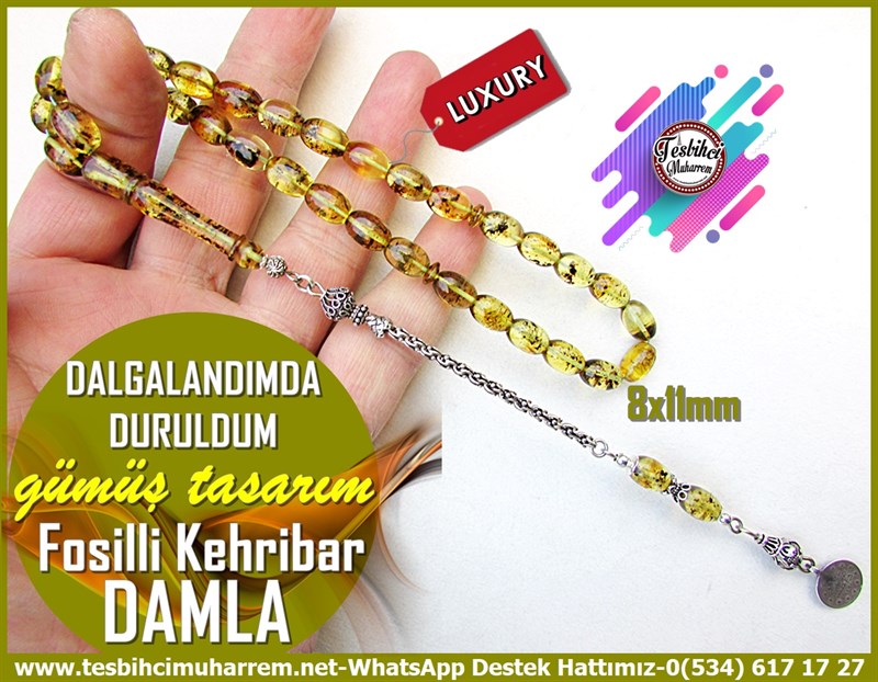  Damla Kehribar TesbihlerTM12190Özel Çalışma Fosilli Gümüş Püsküllü Beyzi Kesim Doğal Damla Kehribar Tesbih Dalgalandımda DuruldumÖzel Çalışma Fosilli Gümüş Püsküllü Beyzi Kesim Doğal Damla Kehribar Tesbih Dalgalandımda Duruldum
