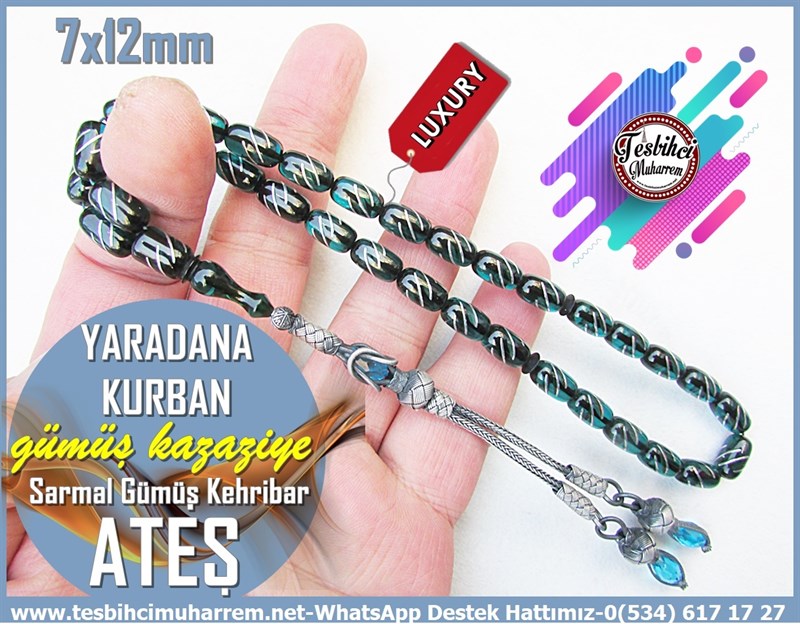 Mavi Ton TesbihlerTM12197Özel Çalışma Gümüş Püsküllü Gece Mavisi Gümüş Sarmal Ateş Kehribar Tesbih Yaradana KurbanÖzel Çalışma Gümüş Püsküllü Gece Mavisi Gümüş Sarmal Ateş Kehribar Tesbih Yaradana Kurban