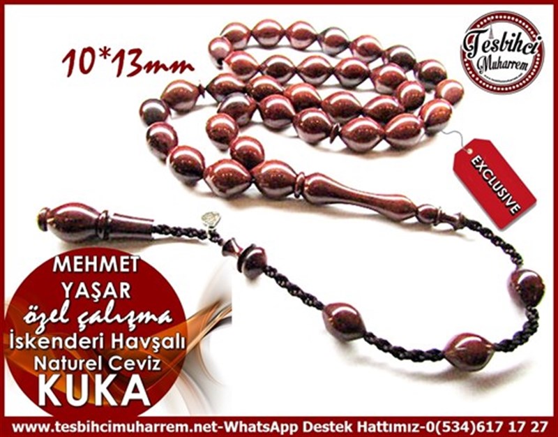 Özel Çalışma İskenderi Naturel Kınalı Kuka Cevizi Tesbih Mehmet Yaşar