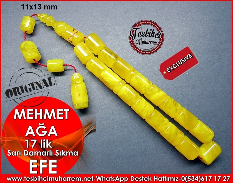 Özel Çalışma Kesme Sarı Damarlı Sıkma Kehribar Maskot Efe Tesbih Mehmet Ağa