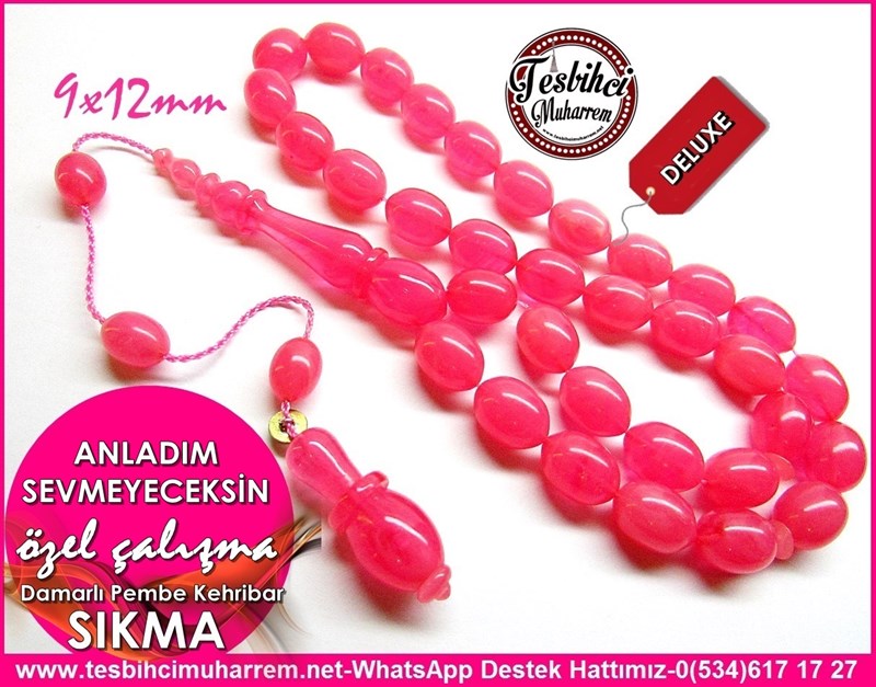 Özel Çalışma Pembe Sıkma Kehribar Tesbih Anladım Sevmeyeceksin