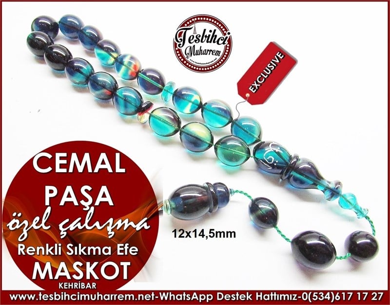 Özel Çalışma Renkli Efe Maskot Sıkma Kehribar Tesbih Cemal Paşa 