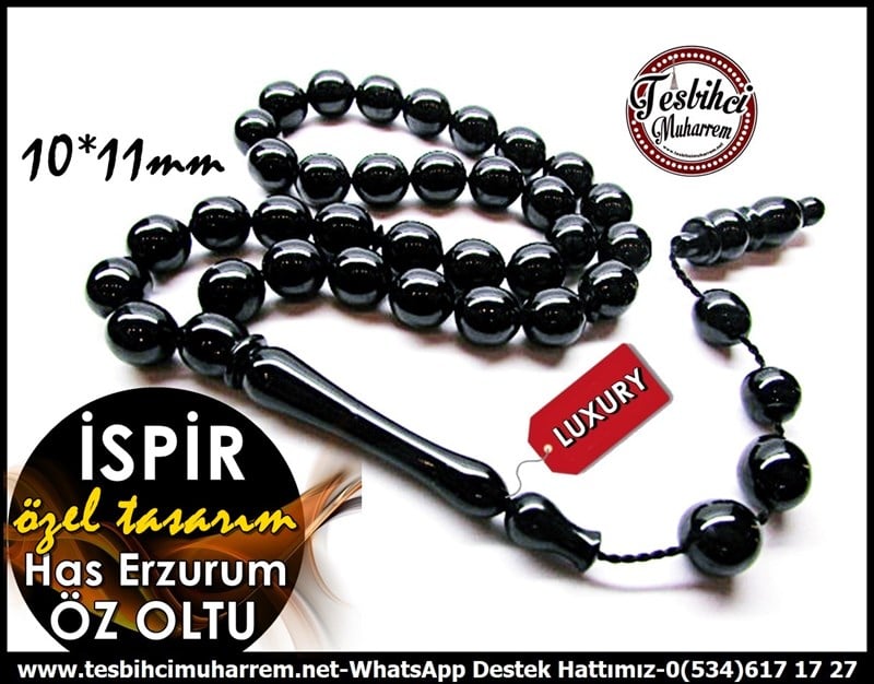 Özel Çalışma Saf Orjinal Erzurum Öz Oltu Taşı Tesbih İspir