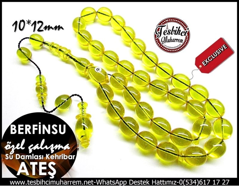 Özel Çalışma Su Damlası Ateş Kehribar Tesbih Berfinsu 