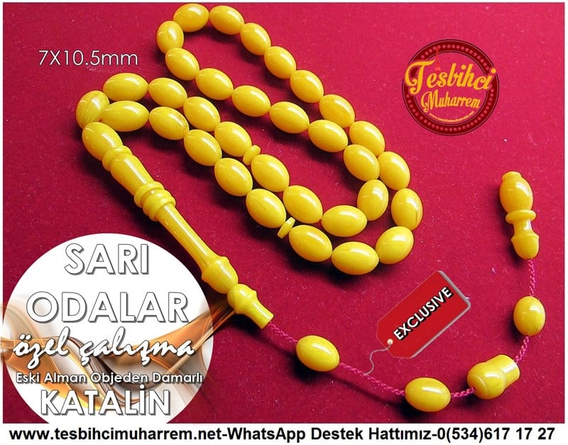 Özel Çalışma Yellow Objeden Eski Alman Katalin Tesbih Sarı Odalar