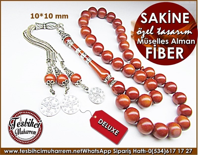 Özel Gümüş Tasarım Efsane Müselles Alman Fiber Tesbih Sakine