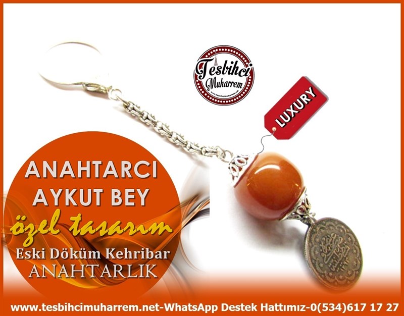 Özel Gümüş Tasarım Eski Döküm Sıkma Kehribar Anahtarlık Anahtarcı Aykut Bey