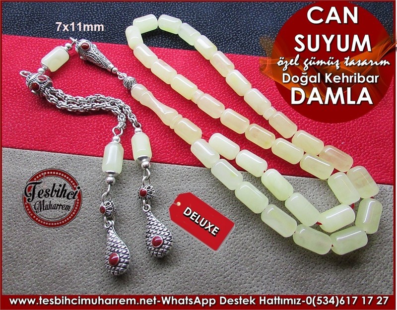 Özel Gümüş Tasarım Kapsuli Damla Kehribar Tesbih Can Suyum 