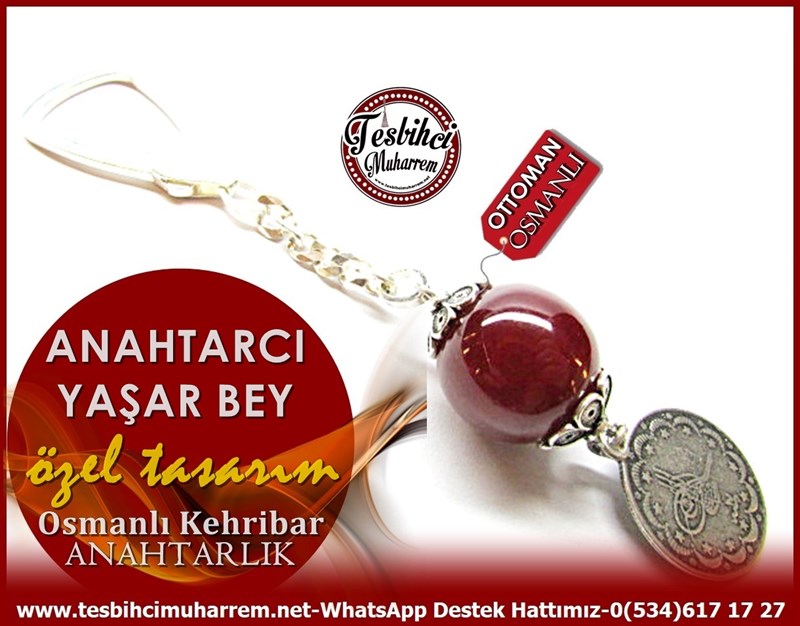 Özel Gümüş Tasarım Osmanlı Sıkma Kehribar Anahtarlık Anahtarcı Yaşar Bey