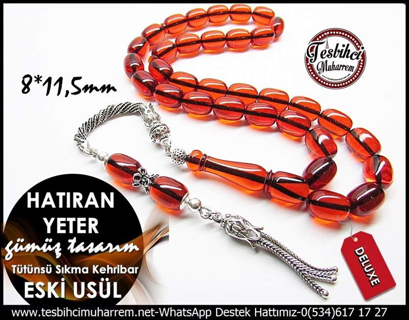 Özel Gümüş Tasarım Tütünsü Sıkma Kehribar Tesbih Hatıran Yeter 