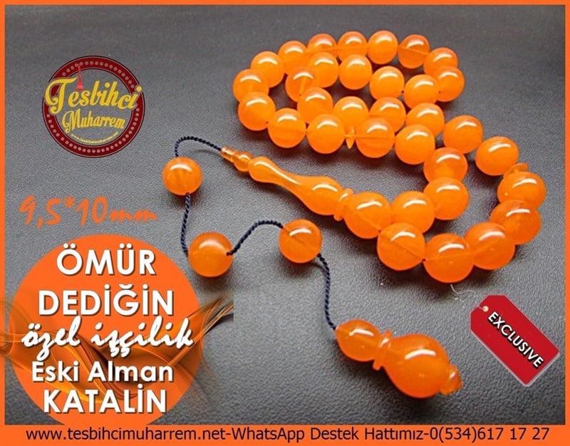 Özel İşçilik Eski Alman Müselles Kayısı Katalin Tesbih Ömür Dediğin