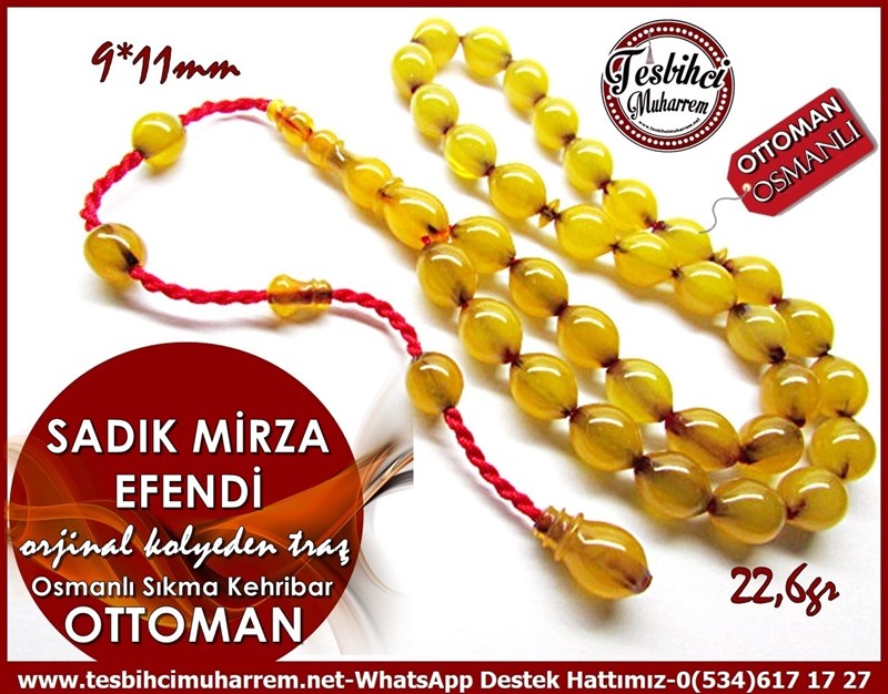 Özel İşçilik Kolyeden Osmanlı Sıkma Kehribar Tesbih Sadık Mirza 