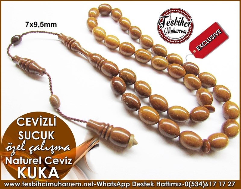 Özel İşçilik Naturel Kuka Cevizi Tesbih Cevizli Sucuk 