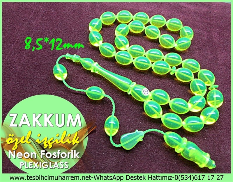 Özel İşçilik Neon Fosforik Yeşil Plexiglass Tesbih Zakkum