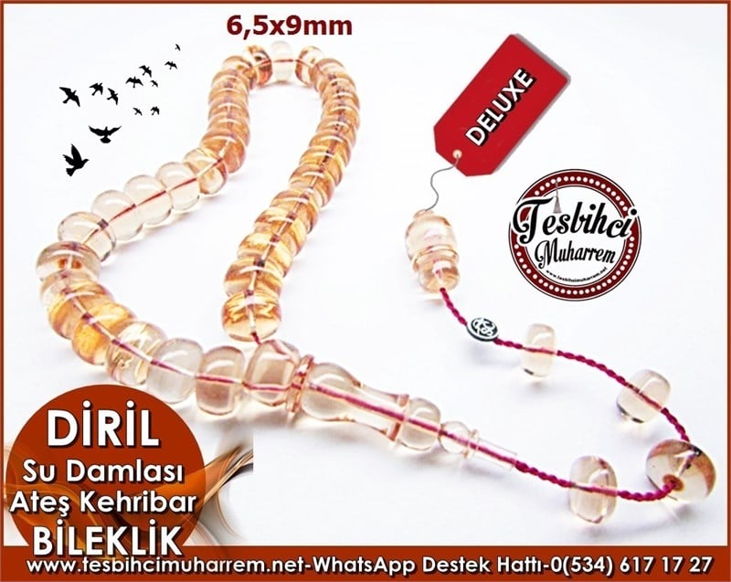 Özel İşçilik Su Damlası Bileklik Ateş Kehribar Tesbih Diril 
