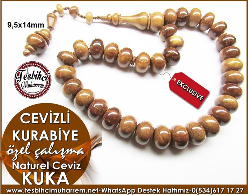 Özel İşçilik Teker Kesim Naturel Kuka Cevizi Tesbih Cevizli Kurabiye