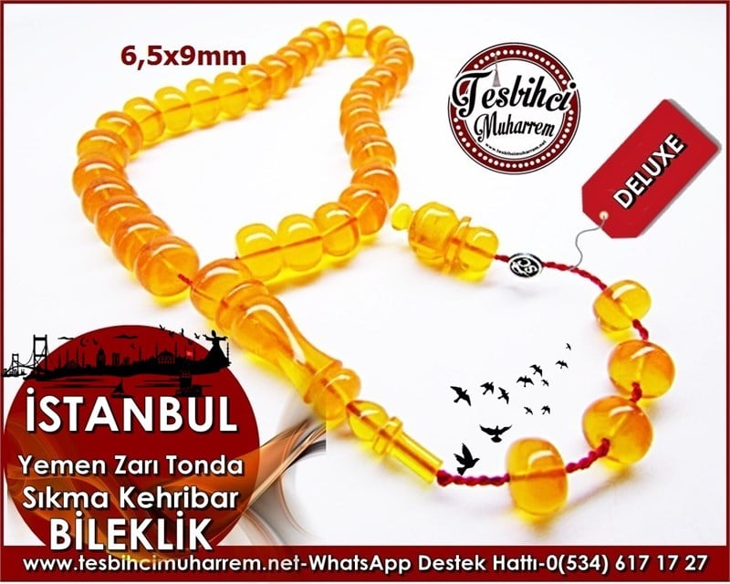 Özel İşçilik Yemenli Bileklik Sıkma Kehribar Tesbih İstanbul
