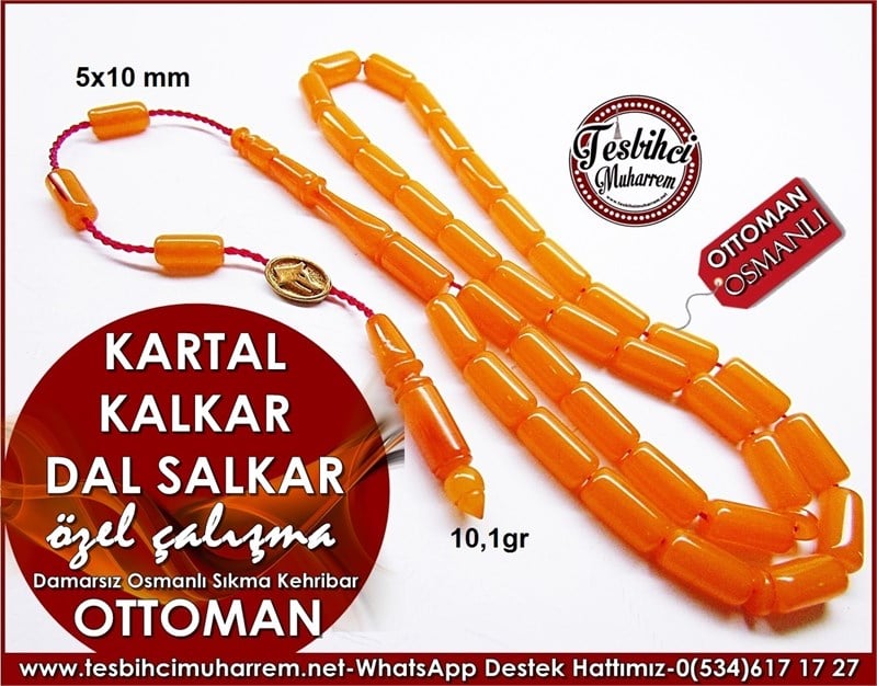 Özel Osmanlı Sıkma Kehribar Tesbih Kartal Kalkar Dal Salkar