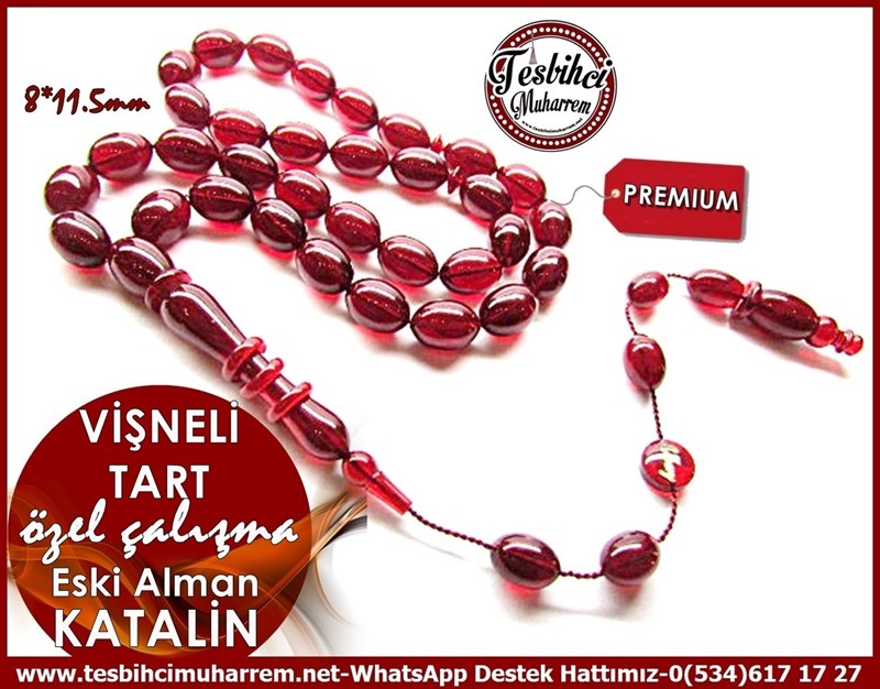 Özel Premium Çalışma Damarlı Vişne Eski Alman Katalin Tesbih Vişneli Tart