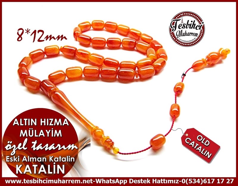 Özel Tasarım Objeden Eski Alman Katalin Tesbih Altın Hızma Mülayim