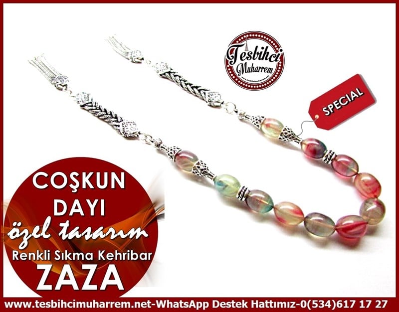Özel Tasarım Renkli Sıkma Kehribar Zaza Tesbih Coşkun Dayı 