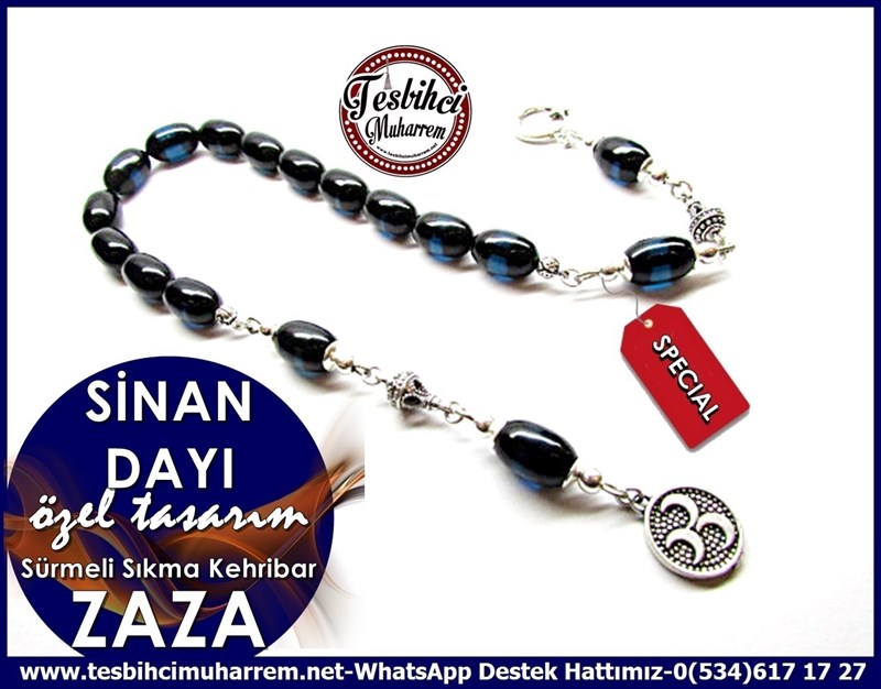 Özel Tasarım Sürmeli Sıkma Kehribar Zaza Tesbih Sinan Dayı