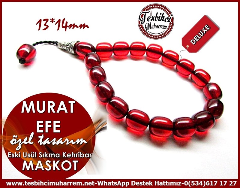 Özel Tasarım Vintage Sıkma Kehribar Maskot Tesbih Murat Efe