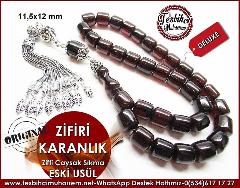 Özgün Gümüş Tasarım Çaysak Sıkma Kehribar Tesbih Zifiri Karanlık