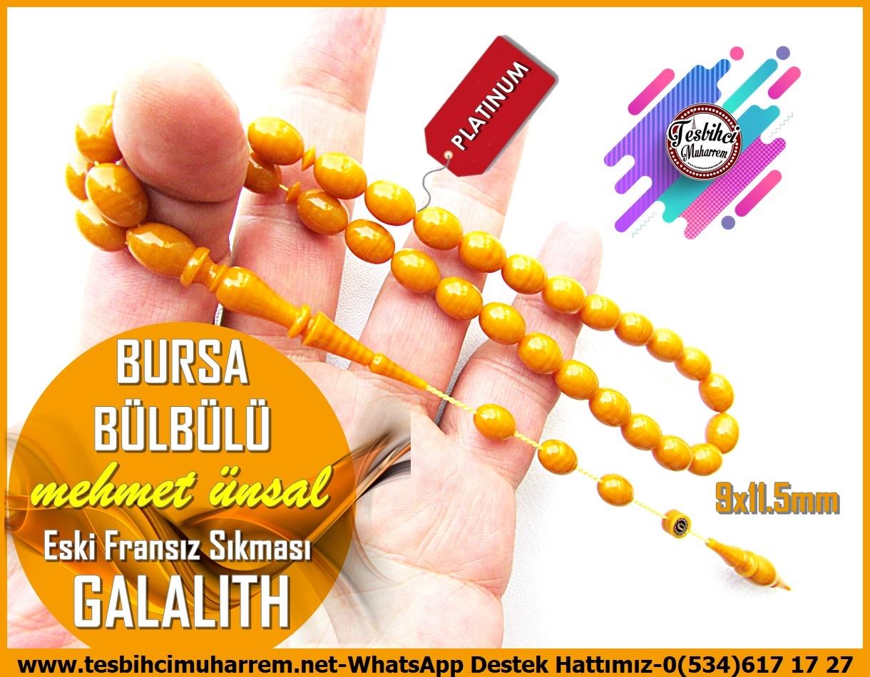 Galanit TesbihTM12229Profesyonel Çalışma Beyzi Kesim Tahinli Fransız Sıkması Galalith Tesbih Bursa Bülbülü Tespih Fransız Galalith Sıkma I Kayısı Damarlı Muazzam Beyzi Kolleksiyonluk Bursa Bülbülü Tesbih 