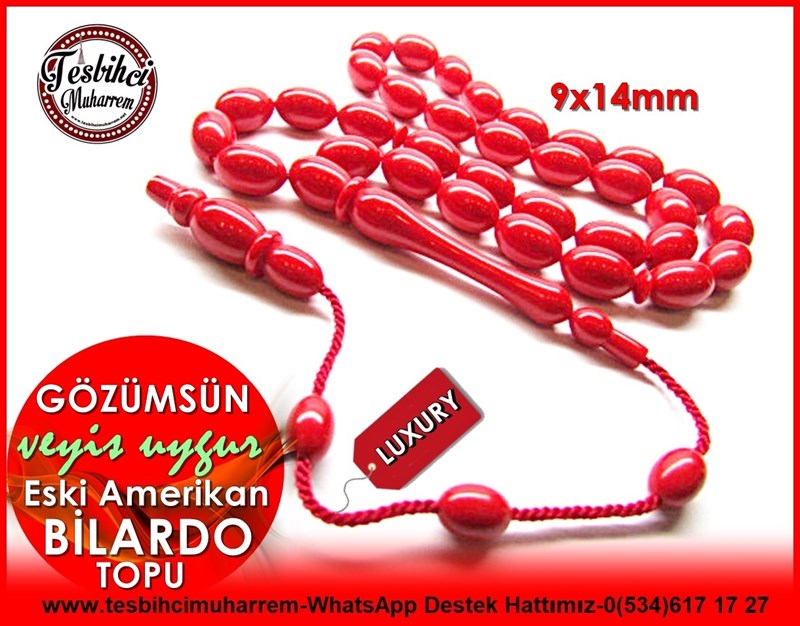 Profesyonel Çalışma Mercan Kırmızısı Amerikan Bilardo Topu Tesbih Gözümsün