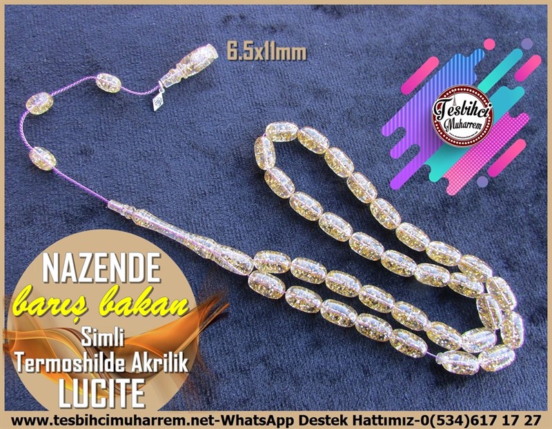 Lucite-Uçak Camı-Flexiglass-Amberoit TesbihlerTM12183Profesyonel Çalışma Simli Varaklı Termoshilde Akrilik Lucite Tesbih Nazende  Profesyonel Çalışma Simli Varaklı Termoshilde Akrilik Lucite Tesbih Nazende  