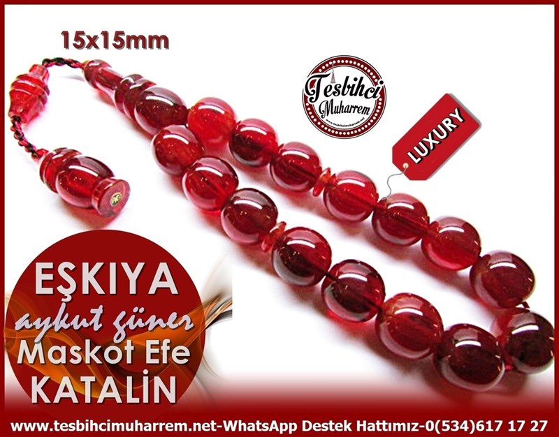 Profesyonel Çalışma Vişne Ton Osmanlı Model Cam Göbeği Maskot Katalin Tesbih Kurt Eşkıya