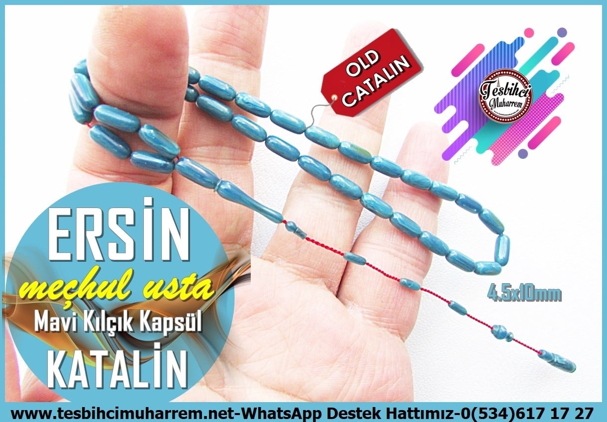 Katalin Ve Bağa TesbihlerTM14231Ramazan Ünlü Usta Tornası Mavi Renk Istaka Katalin Tespih I İnce Kapsül Kesim Ersin TesbihMavi Renk Istaka Katalin Tespih I İnce Kapsül Kesim Ersin Tesbih