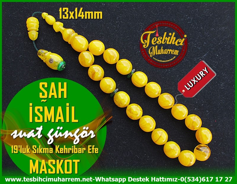 Efe Maskot TesbihlerTM11139Sarı Maskot Efe Sıkma Kehribar Tesbih Bilek Boy Uçlu Yuvarlak Şah İsmailSarı Maskot Efe Sıkma Kehribar Tesbih Bilek Boy Uçlu Yuvarlak Şah İsmail