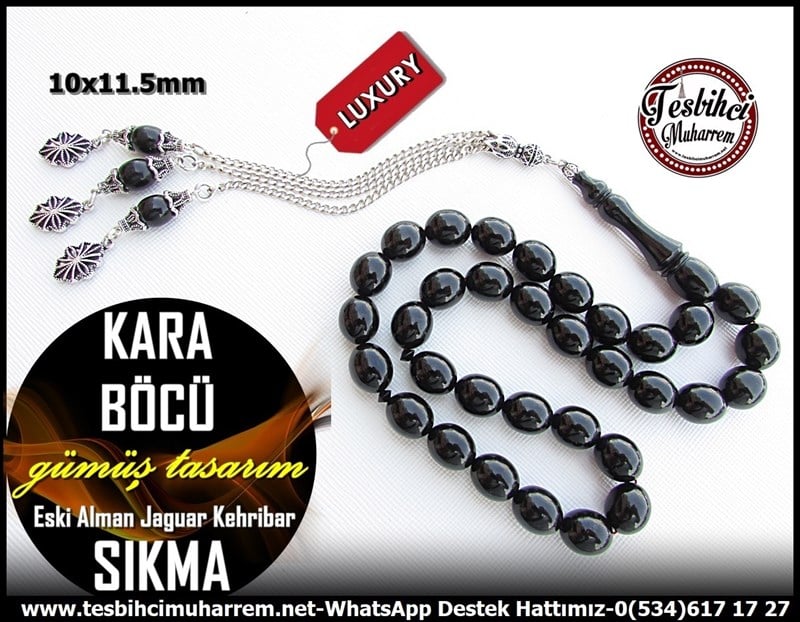 Siyah Kehribar TesbihlerTM11178Sıkma Kehribar Tesbih Gümüş Tasarım Eski Alman Siyah Jaguar Kara Böcü Sıkma Kehribar Tesbih Gümüş Tasarım Eski Alman Siyah Jaguar Kara Böcü 