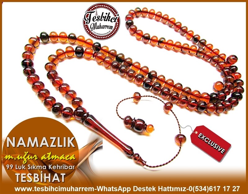 SIKMA KEHRİBARI TESBİH 8x9.5 mm 99 luk ORMAN YEŞİLİ TESBİHAT